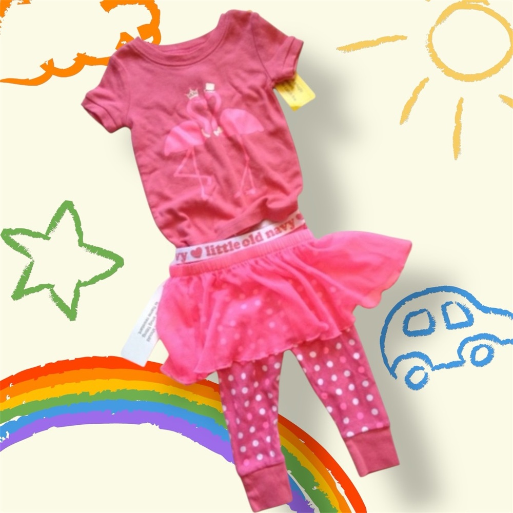 NWT 3pc set adorable pant/tutu/tee set pink flamingo new. 3-6m - Picture 9 of 9